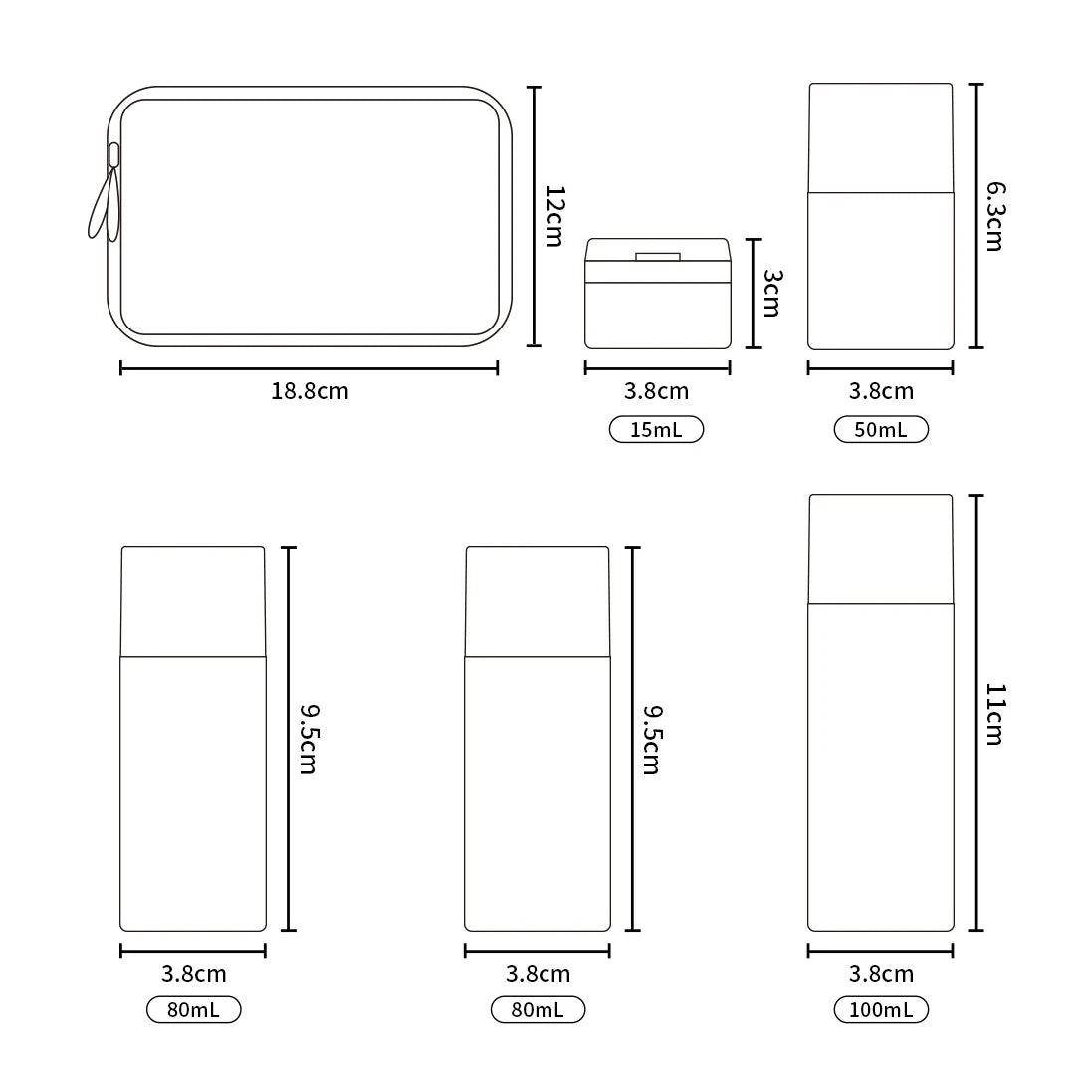 Travel-sized Cosmetic Bottle Set